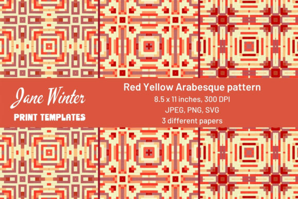 Download Red Yellow Arabesque Print Template - Premium Bundle
