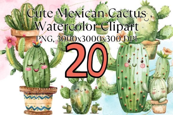 Download Cute Mexican Cactus Watercolor Clipart - Premium Resources